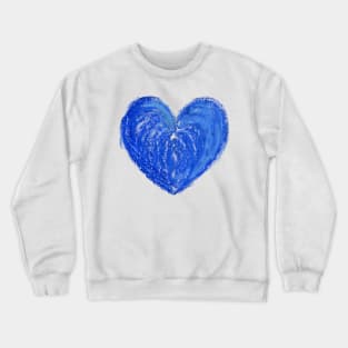 Blue Heart Drawn With Oil Pastels Crewneck Sweatshirt